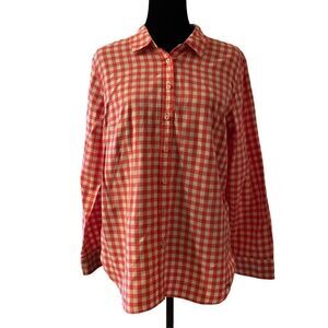 Talbots Pink and White Plaid Button‎ Down Top